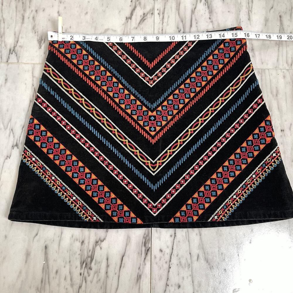 Rockin C Embroidered Mini Skirt Women’s Large Black Southwestern Boho Cotton - Picture 10 of 11